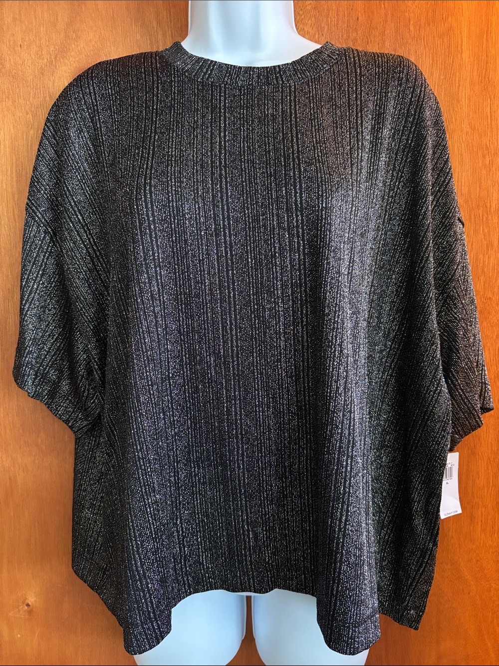 Old Navy: Metallic Black Shimmer Crewneck Top